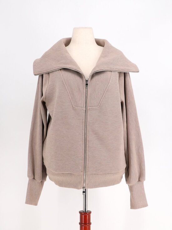 Varley Jackets & Blazers - VARLEY Ells Ottoman Rib Oversized Zip Through Jacket in Taupe Beige Size L